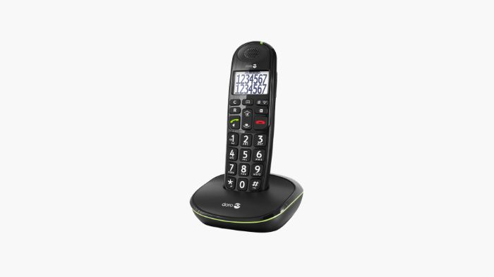 Telefones sem fios com som e volume amplificados e teclas grandes.