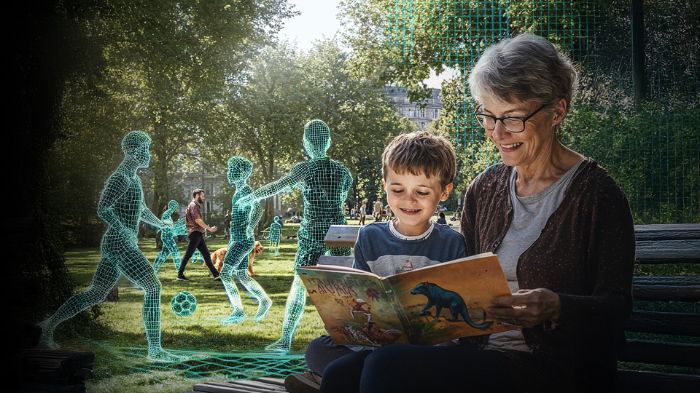 Avó lê e conversa com neto de forma fluida graças ao Aparelho auditivo ampli-mini AI